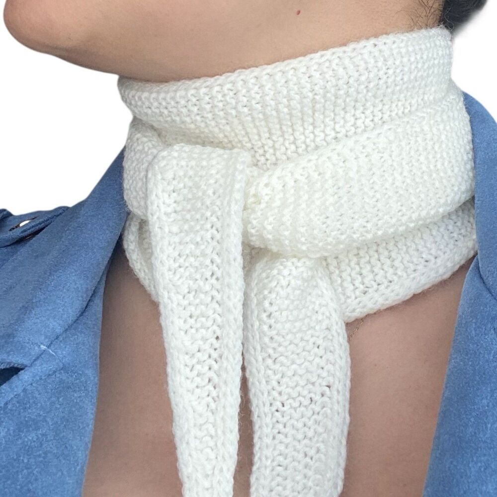 Sophie Scarf White Acrylic Neck Warmer Hand Knit Women Neckerchief Gift for Her